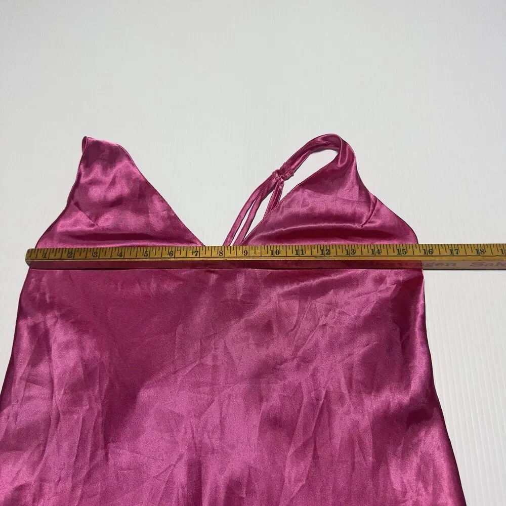 Fredericks of Hollywood Vintage Y2K Pink Satin Maxi Negligee Slip Dress Size M
